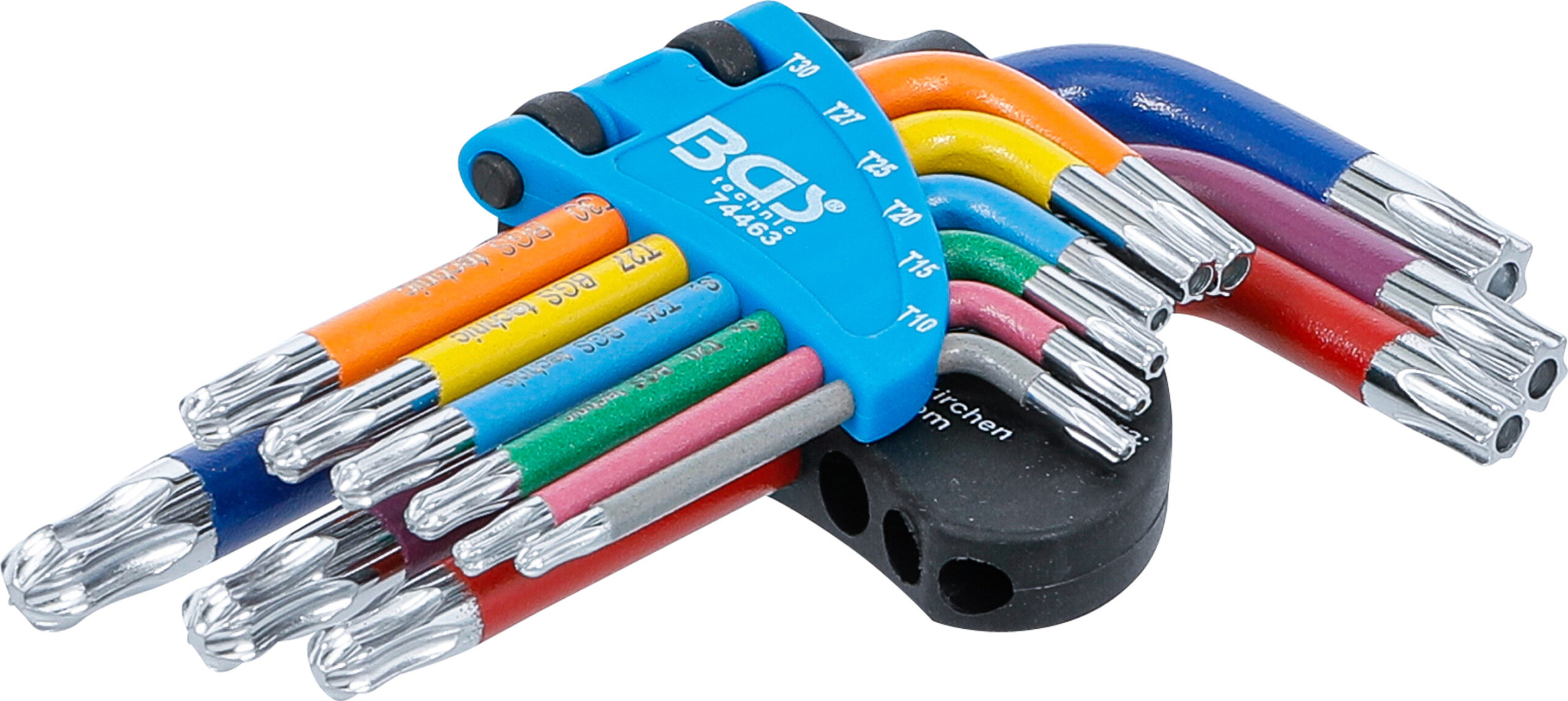 Winkelschlüssel-Satz | Multicolour | kurz | T-Profil (für Torx) mit Bohrung und Kugelkopf T10 - T50 | 9-tlg. BGS