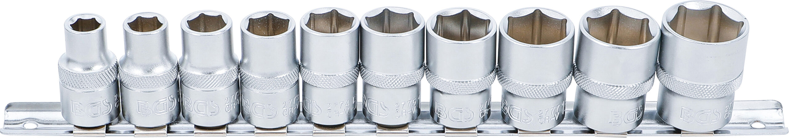 Steckschlüssel-Einsatz-Satz, Sechskant | Antrieb Innenvierkant 12,5 mm (1/2") | Zollgrößen | 10-tlg. BGS